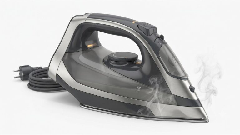 Ferro de passar roupa a vapor com base ceramica e vapor saindo da sola