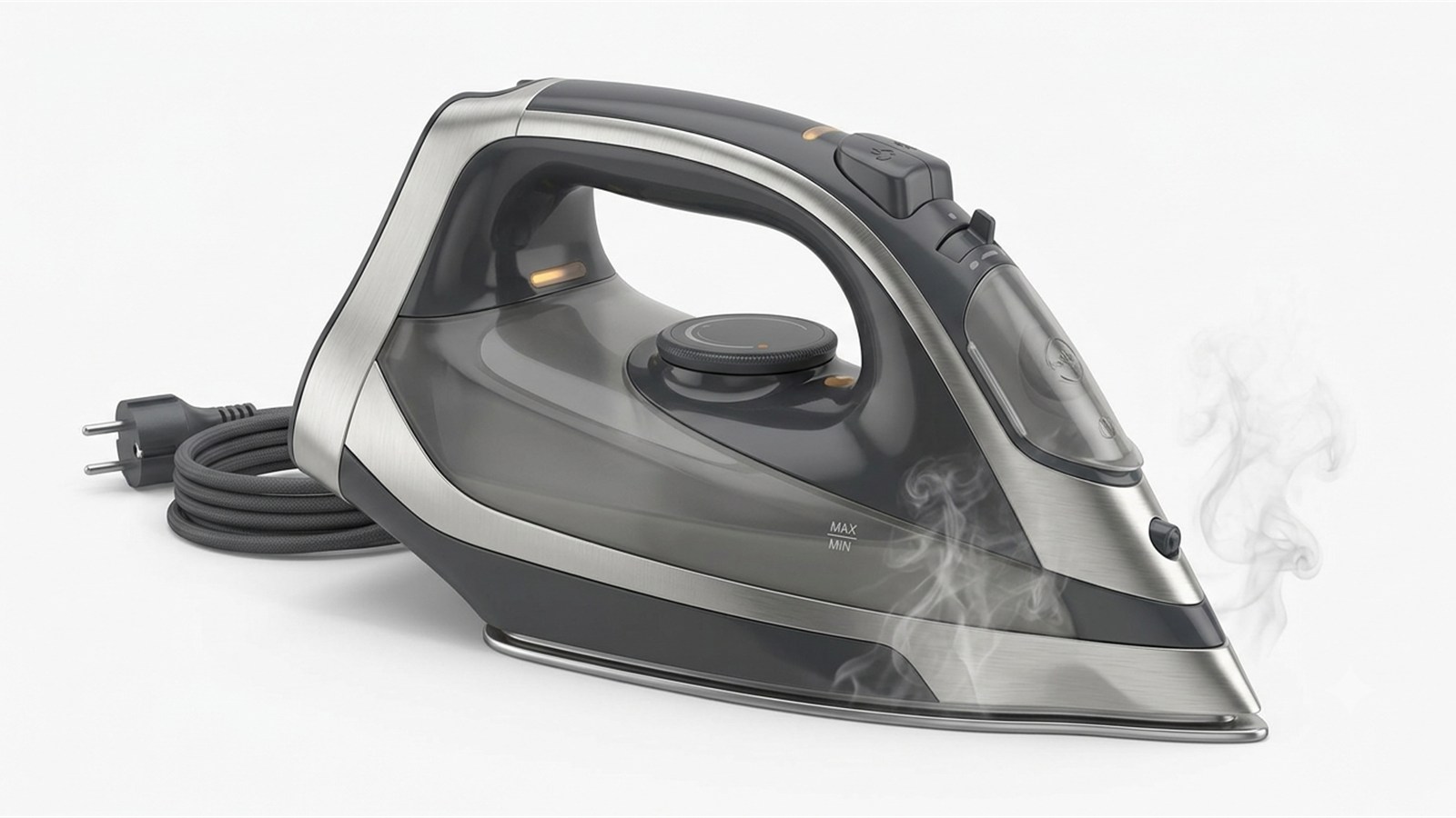 Ferro de passar roupa a vapor com base ceramica e vapor saindo da sola